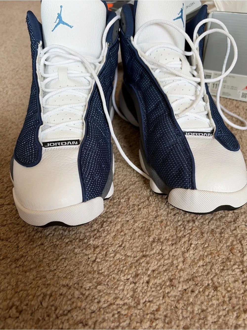 Jordan 13 Retro Flint 2020 Navy Blue and Gray High-Top Athletic Sneakers